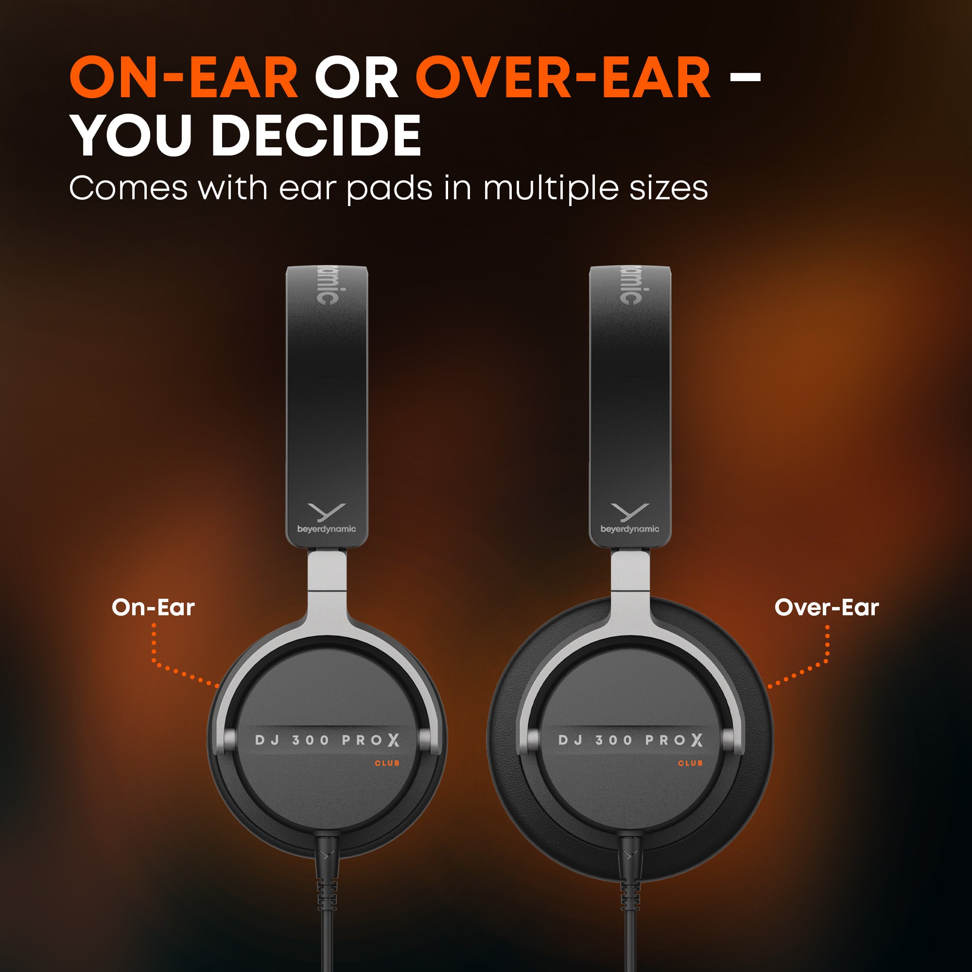 DJ 300 PRO X CLUB - Professional DJ Headphone with on-ear and over-ear compatability