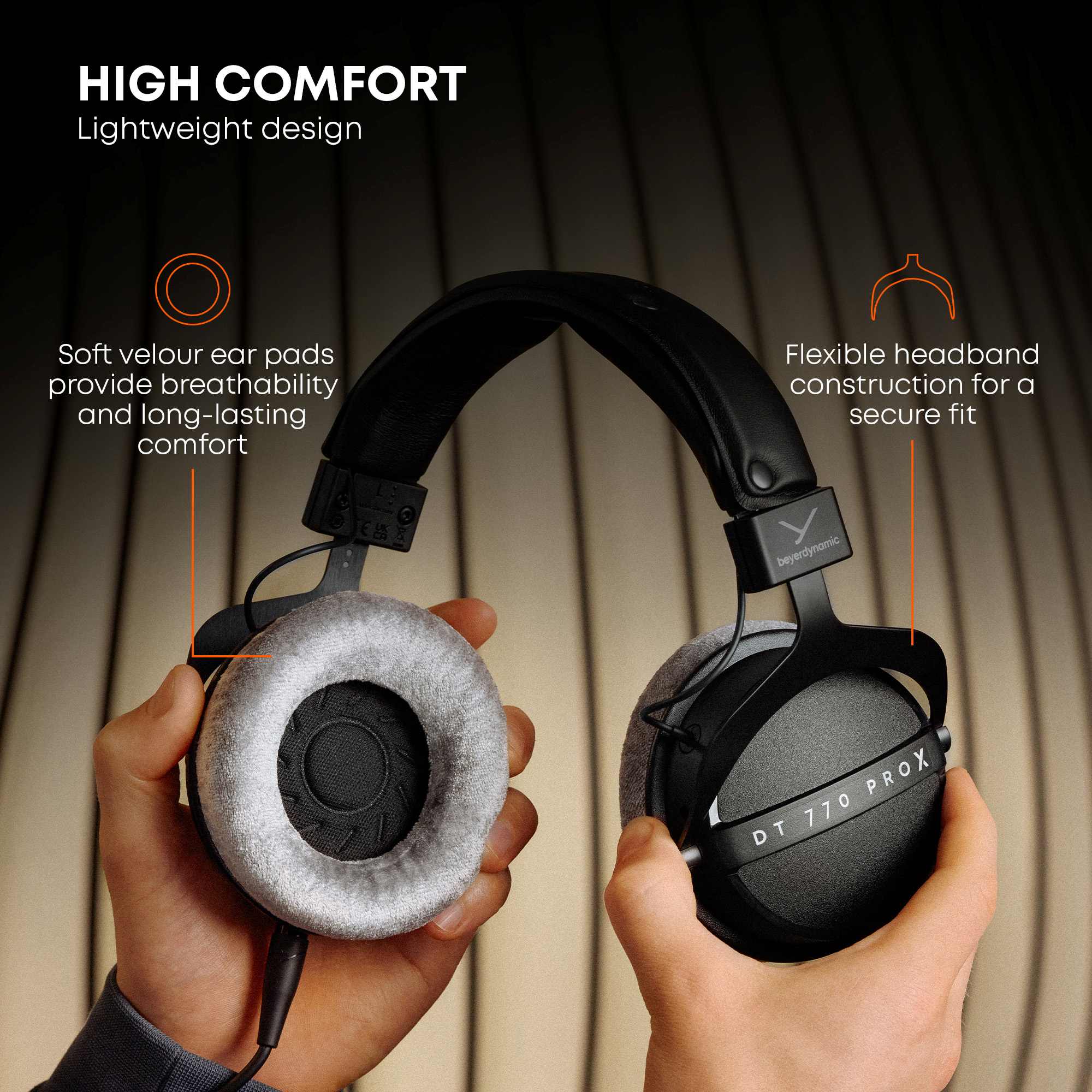 DT 770 PRO X featuring high wearing comfort and a secure fit