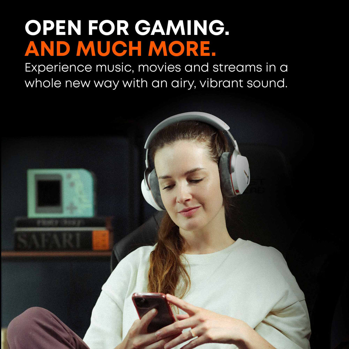 open back wireless gaming headset for movies and music