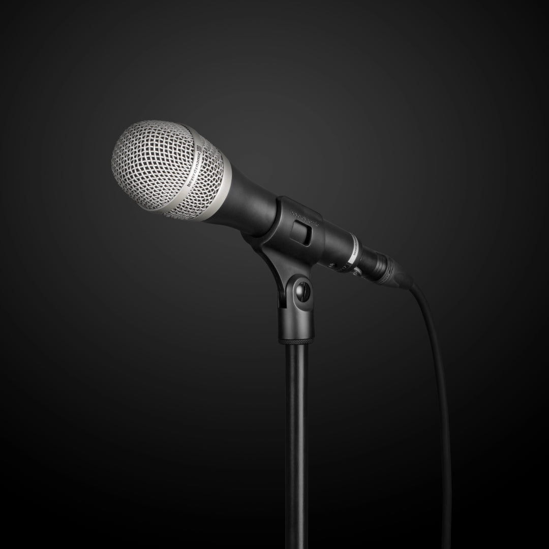 TG V50d Professional Dynamic Vocal Microphone, Cardioid on a stand