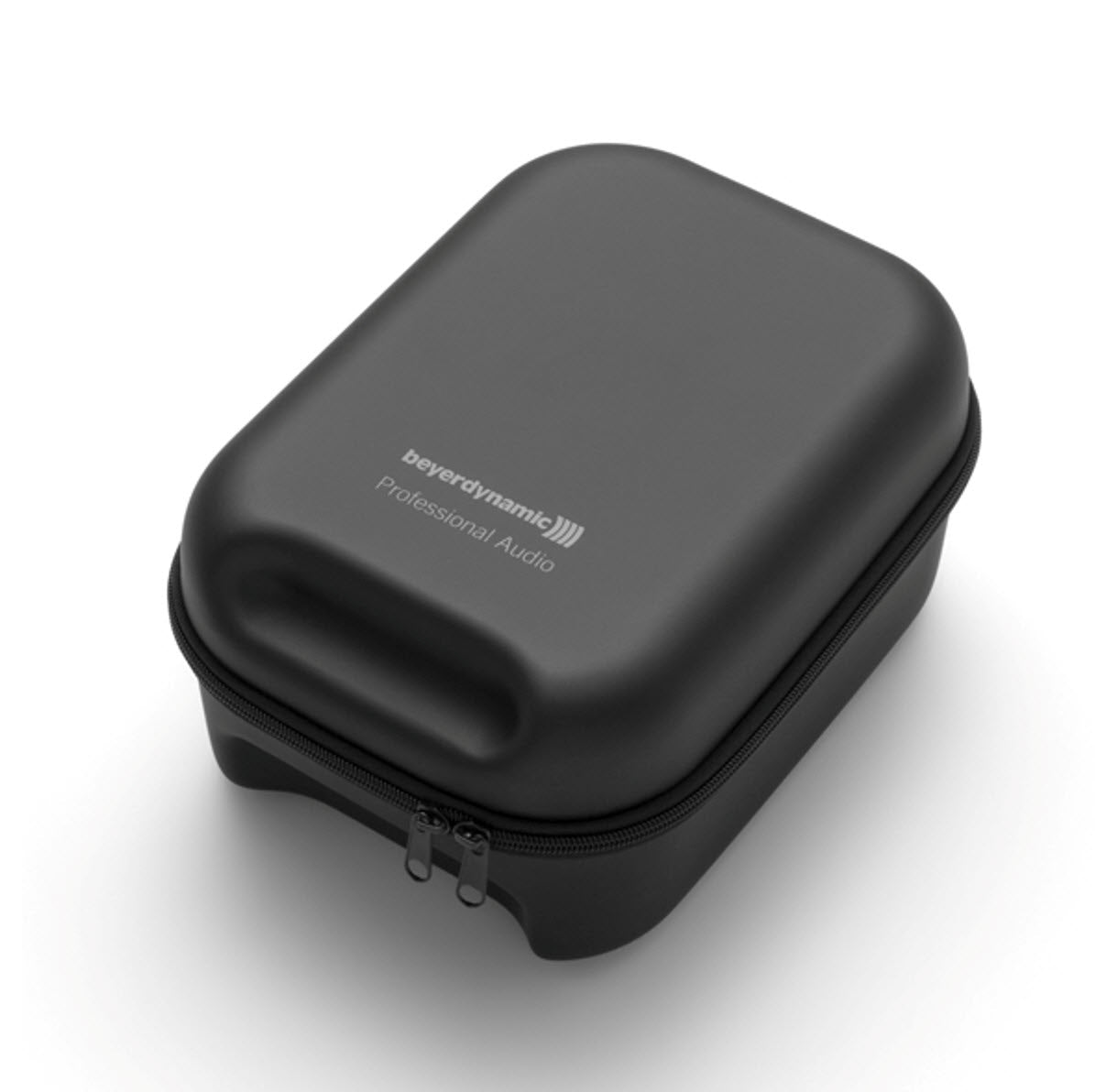 A black hardcase with a front-facing BeyerDynamic Professional model label, designed for headphones and headsets.