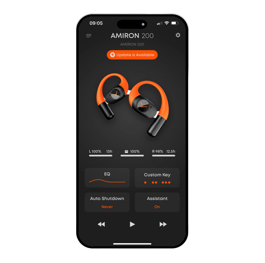 Our beyerdynamic app allows you to personalise numerous settings on your AMIRON 200. The 5-band equaliser allows you to create various sound profiles or use sound presets for different music genres. The app can also be used to check for the latest software updates, keeping your headphones up to date