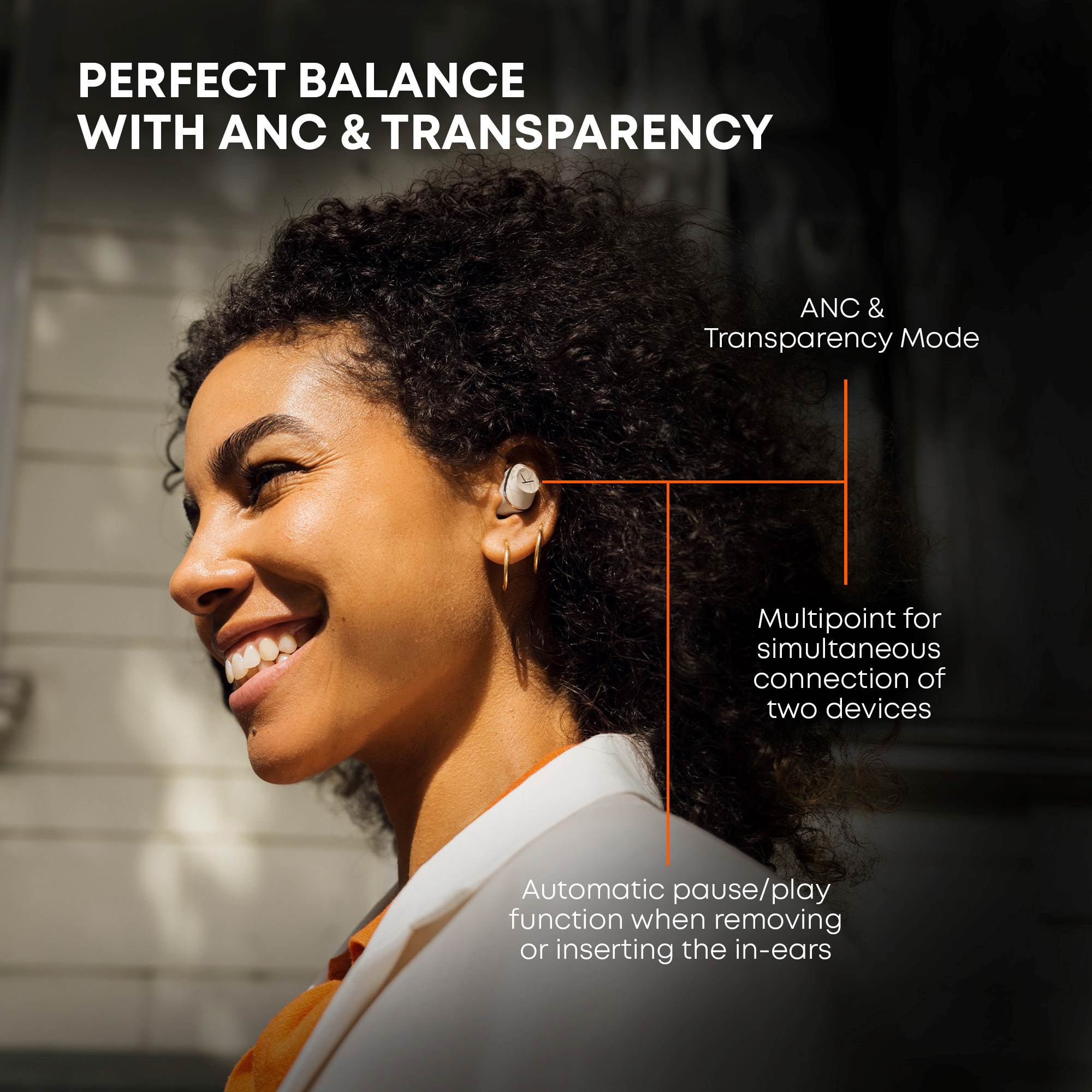 The AMIRON 300 Hi-Res Audio - Active Noise Cancellation earphone offers the perfect balance of ANC with Multipoint connection for two devices