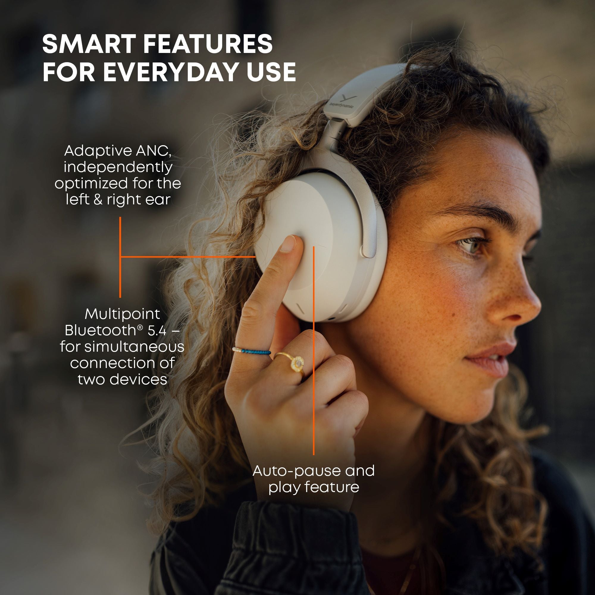 AVENTHO 300 Noise Cancellation Headphones offer smart features for everyday use, Adaptive ANC and Multiipoint for use with two devices