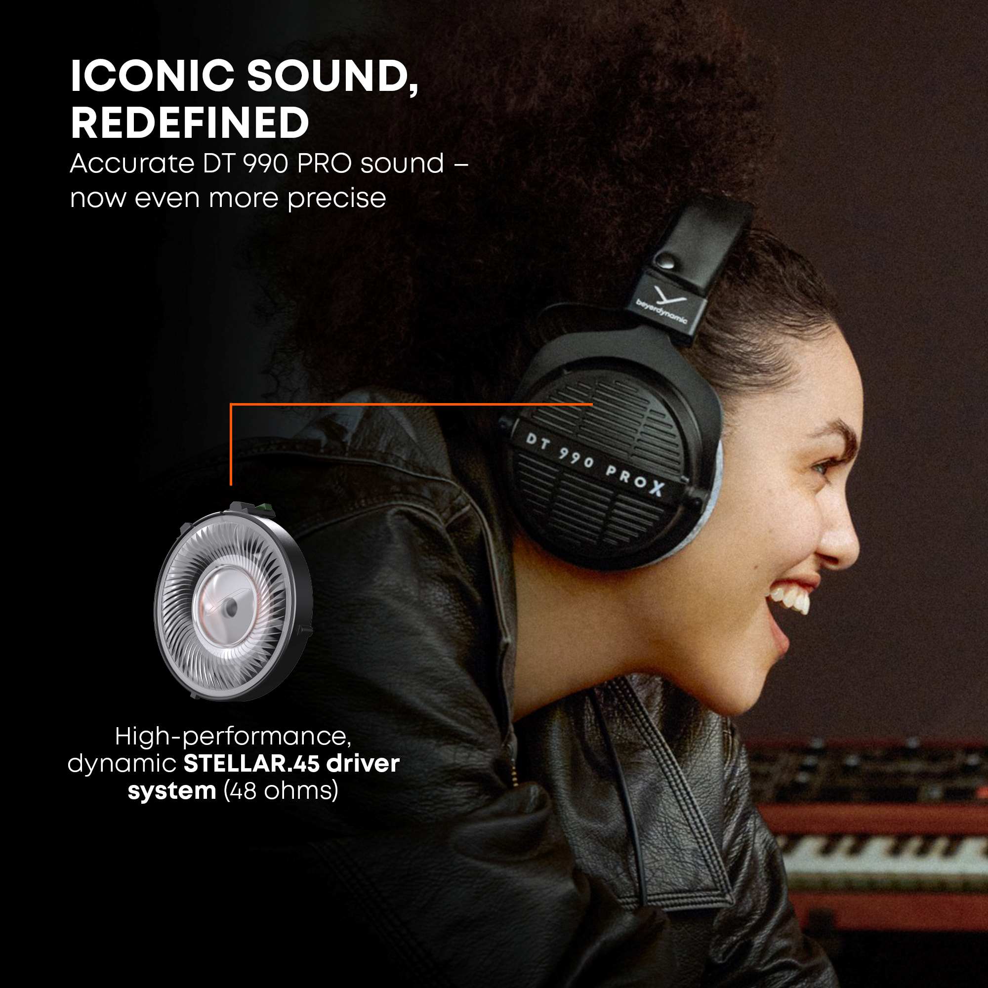 Person wearing DT 990 PRO X headphones