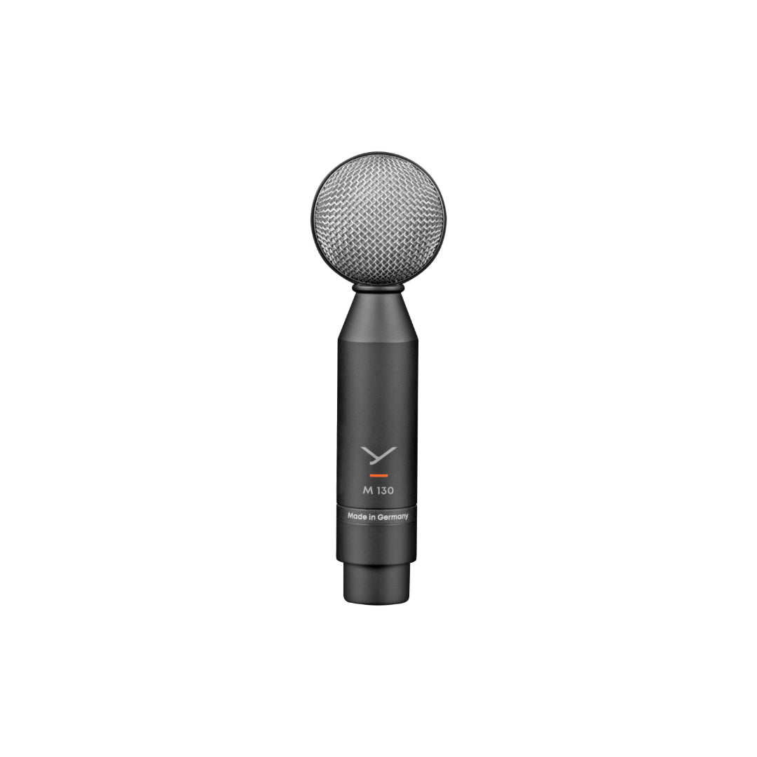 A black dynamic double-ribbon microphone with a figure-of-eight polar pattern, labeled M 130, designed for studio and live use.