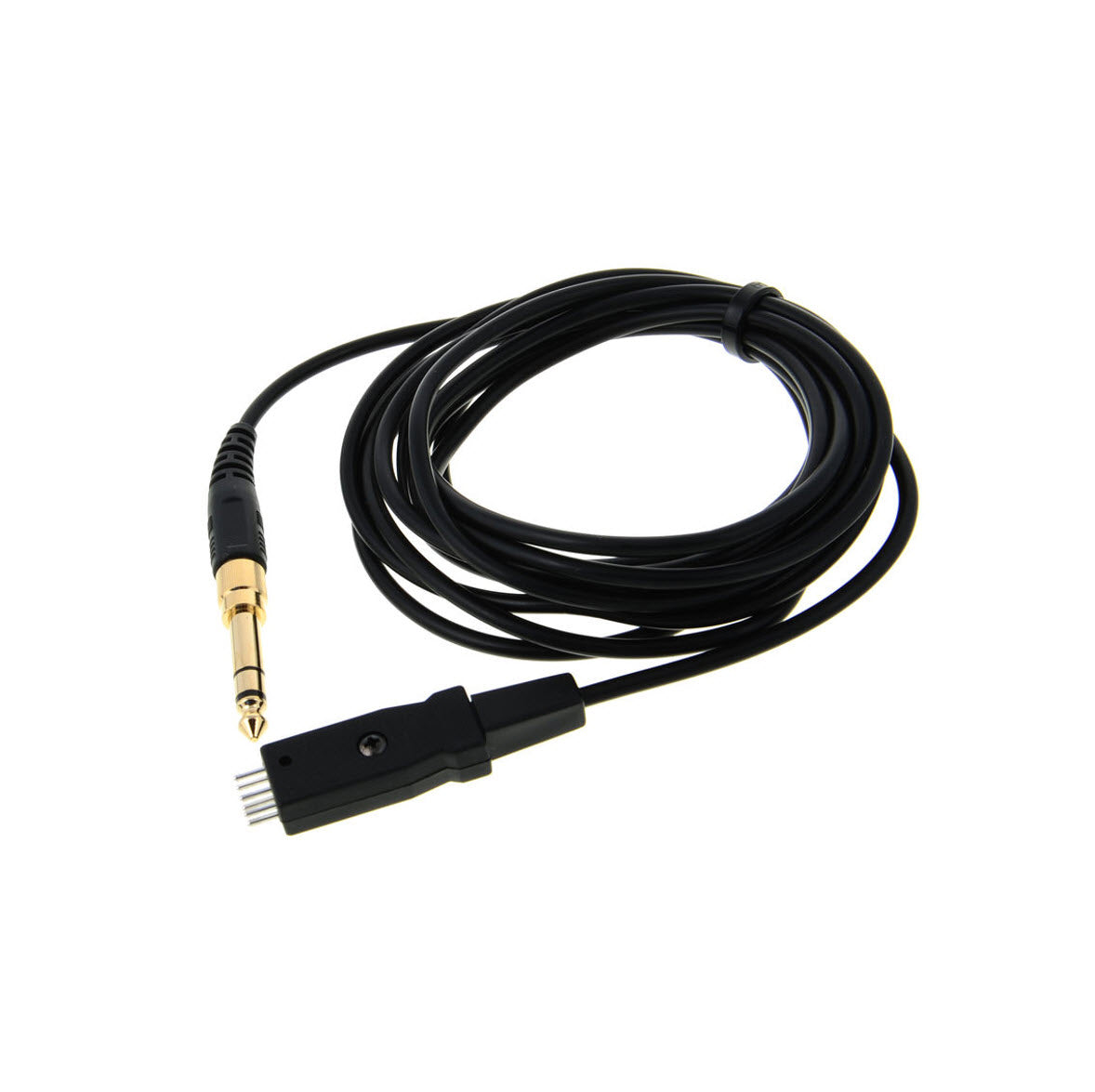 A black connecting cable with a stereo mini-jack plug on one end and a 1/4" adapter on the other, designed for use with DT 100 series headphones.