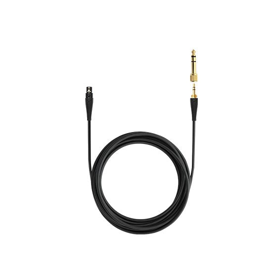 A black straight cable with a 3.5 mm stereo jack plug on one end and a 3-pin mini XLR connector on the other, designed for PRO X headphones.